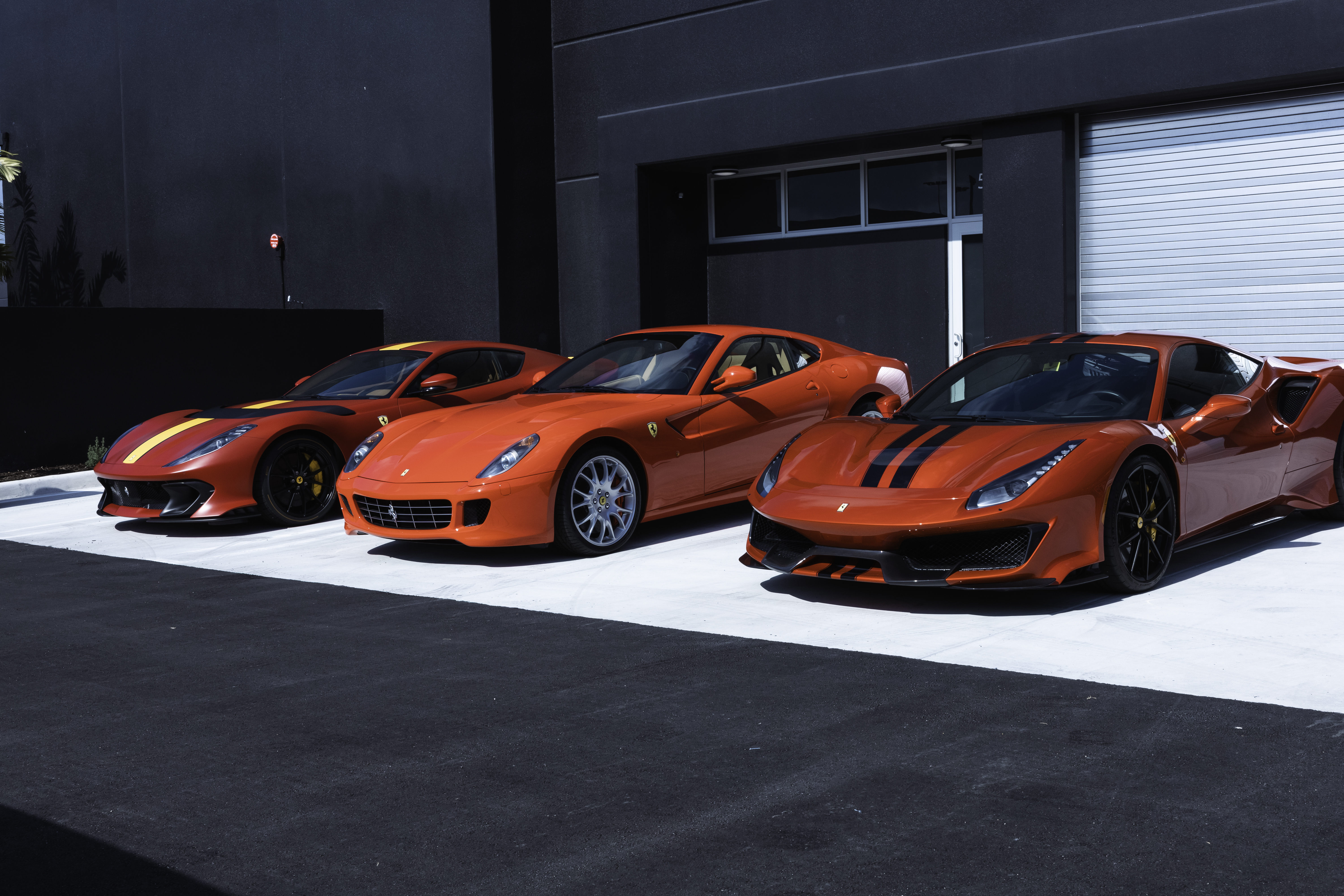 Ferraris parked outside the CollectionSuites facility